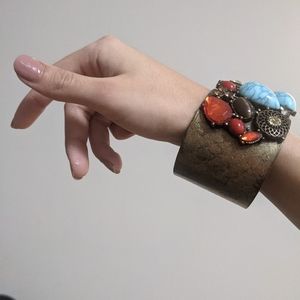 Stone encrusted Egyptian cuff bracelet